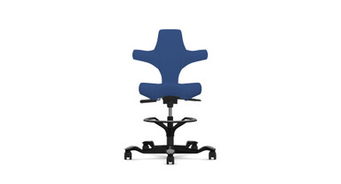 The Capisco Chair (Quick-Ship) in Era Cobalt Blue Fabric with Black Base