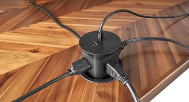 Power up with four 120V grounded power outlets, two USB-A ports, and one fast charging USB-C port