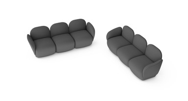 The Dillo Dos Tres configuration fits in a space about 9' 7" x 9' 7" (arranged in an L-shape)