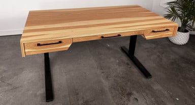Natural Hickory Solid Wood Narrative Standing Desk
