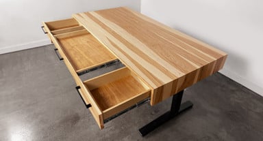 Natural Hickory Solid Wood Narrative Standing Desk