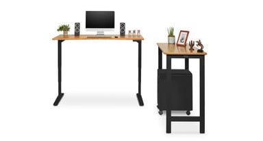 Bamboo Curve UPLIFT Standing Desk with matching Standing Height 4-Leg Table