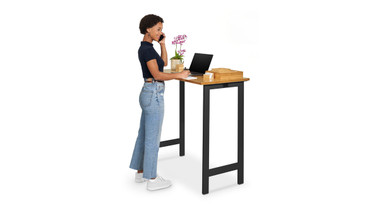 Add UPLIFT Desk accessories to color coordinate a workstation, such as a Bamboo table top with Bamboo Organizer Set