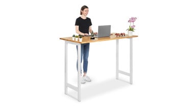 The Standing Height 4-Leg Table Frame is compatible with all UPLIFT rectangular and curved desktops