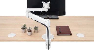 Wire management clips help route cords and cables for a clean look