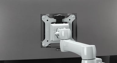Install or change monitors fast with quick-release VESA mounting clip