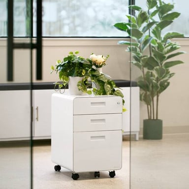 Add sleek, mobile filing cabinet drawers to your office for extra storage with style 