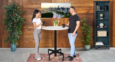 Height Adjustable Bistro Tables can be used as a sitting or standing table.