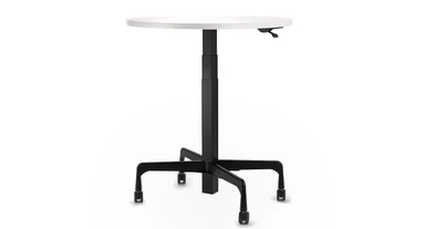 16" travel range from 29" to 45" with a 1" thick desktop