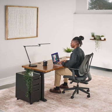 The UPLIFT V3 4-Leg Standing Desk adjusts to match your body, workflow, and space