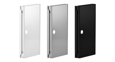 Available in white, gray, or black powder coat finish