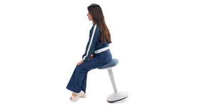 The Engage Stool encourages active core engagement and an open hip angle for optimal spinal alignment and improved posture
