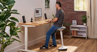 Pair an Engage Stool with an UPLIFT Standing Desk to add movement to your day