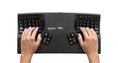 A contoured design that fits the natural shape of your hands — the Kinesis Advantage2 sets the standard in ergonomic typing