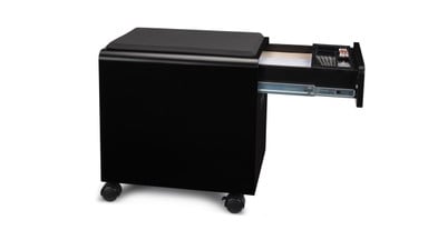 Soft-close top drawer prevents slamming when closing