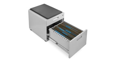 Spacious bottom drawer is designed to hold both letter and legal size paper