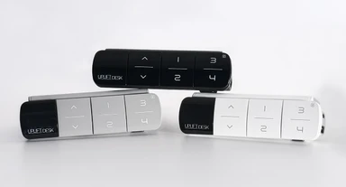Choose a keypad finish in black, gray, or white to match the desk frame