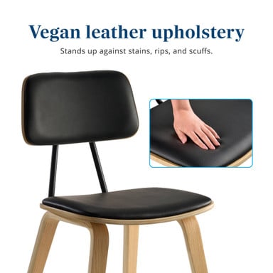 The resilient and ethical vegan leather is easy to clean and stands up to spills, perfect for high-traffic areas