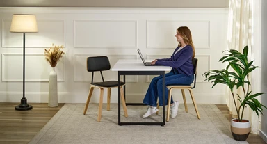 Bring style and all-day comfort to your workspace with the Kerbey Chair by UPLIFT Desk