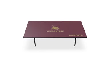 60" x 30" Maroon Texas State University Desktop on Slimline Coffee Table Legs without grommets