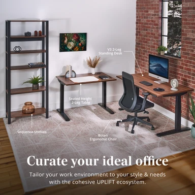 Use a seated height side table to create an L-shape workstation