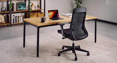 Minimalist design that works with your space. The black Parsons frame with a Rubberwood desktop creates contrast with a clean, contemporary look
