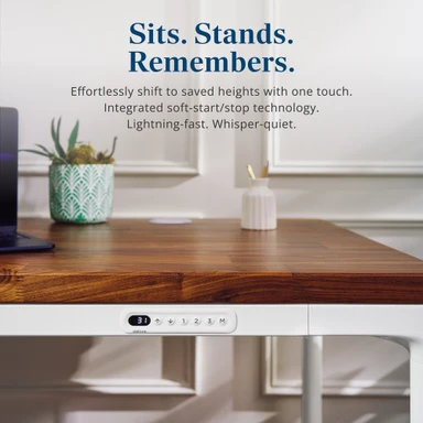 Modern simplicity in action. Adjust your desk height while maintaining a clean, uncluttered surface