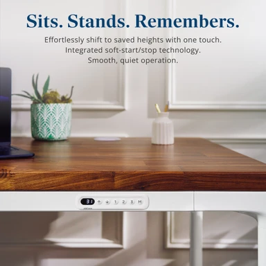 Modern simplicity in action. Adjust your desk height while maintaining a clean, uncluttered surface