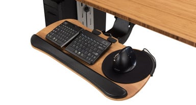 Enjoy optimal typing posture with an ergo-friendly keyboard tray made out of genuine bamboo