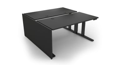 Black Custom Laminate Gallery Panel displayed on dual row 30" desk setup