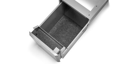 PET felt liners in the upper cubby and drawer bottom protect items like phones and laptops from scratches and damage