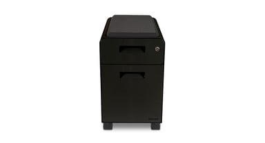 The 2-Drawer Narrow File Cabinet provides space saving storage with a seat