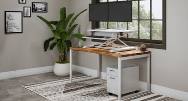 Narrow 2-Drawer File Cabinet with 60" x 30" Dark Pecan Custom Solid Wood Seated Height  O-Leg Table