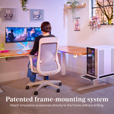 Patented frame-mounting system. Attach innovative accessories directly to the frame without drilling