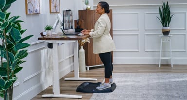 Use an Anti-Fatigue Mat to add extra comfort and relieve fatigue during standing sessions