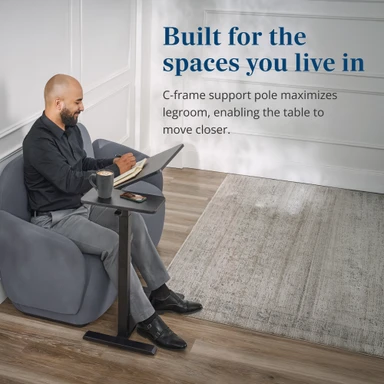 Settle into your favorite chair with a table that pulls in close and leaves plenty of room for your legs