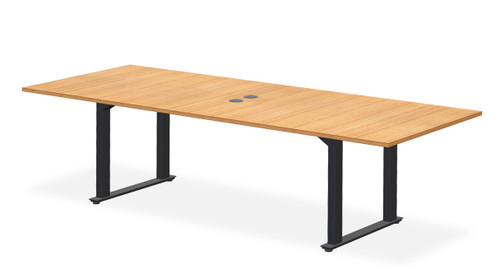 UPLIFT Seated Height Conference Table, 42" Wide Bamboo with a center leaf with grommets
