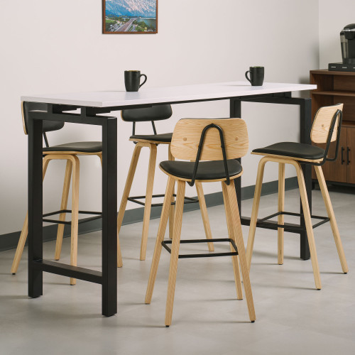 The Offset Standing Height Table pairs perfectly with Kerbey Barstools