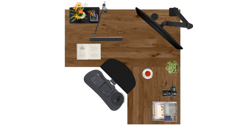 60" x 60"  Walnut Custom Solid Wood Standing Desk – an exquisite executive desk for a home office