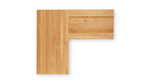 White Oak L-Shaped Desktop with a right return