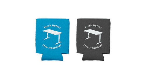 Blue and dark gray koozies so you can keep your cool as you keep your drink cool and look cool while doing it