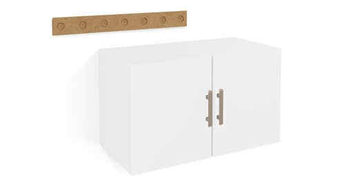 The MoPac Overhead Cabinet ships with the MoPac Wall Cleat for mounting to walls