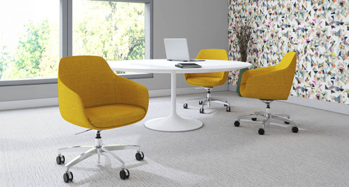 The Lilly Side Chair with wheeled base is great for meetings