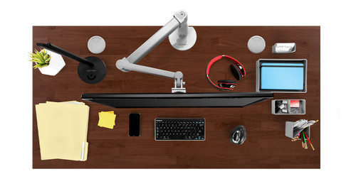 60" x 30" Dark Brown Rubberwood Desktop