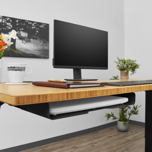 Fits laptops with screen sizes up to 17"; internal shelf dimensions are 16" W x 12" D x 1.8" H