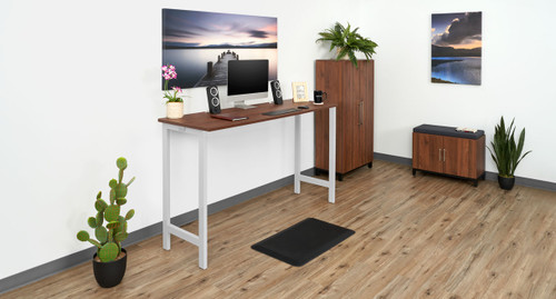 72" x 30" Walnut Laminate Standing Height 4-Leg Table with matching MoPac Wardrobe and Cabinet