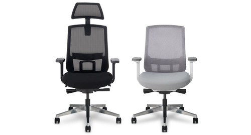 Available in black and white and with or without headrest