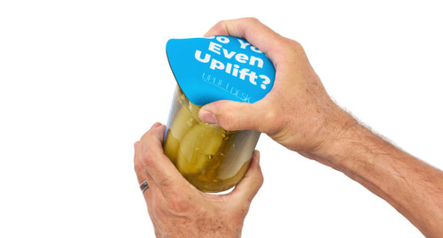  Jar-opening power in the palm of your hand. 5" diameter, 0.08" thick dual layer: rubber base with polyester jersey fabric top