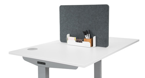 Set up Desktop Acoustic Privacy Panel Holders in the middle of a workspace to create a divided space