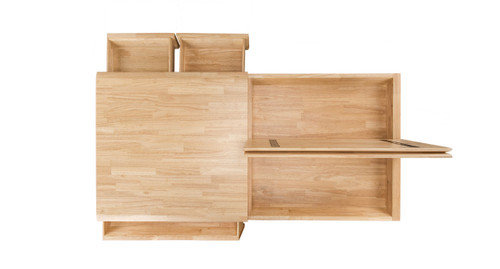 The UPLIFT Craft Table features over two cubic feet of storage within three drawers and two hinged compartments